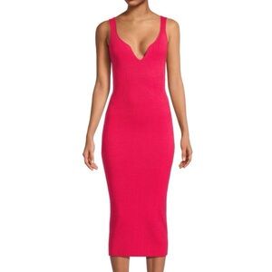 Reiss Small bright pink knit midi dress